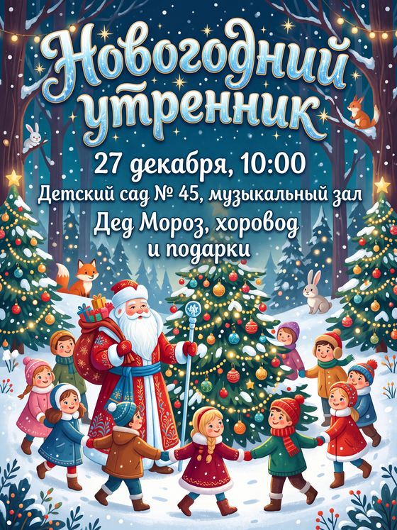 Афиша новогоднего утренника