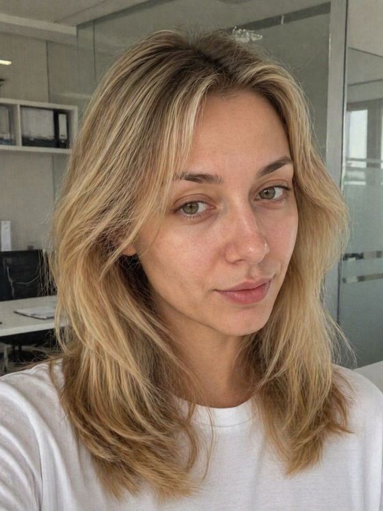 Девушка со светлыми волосами до плеч — исходное фото