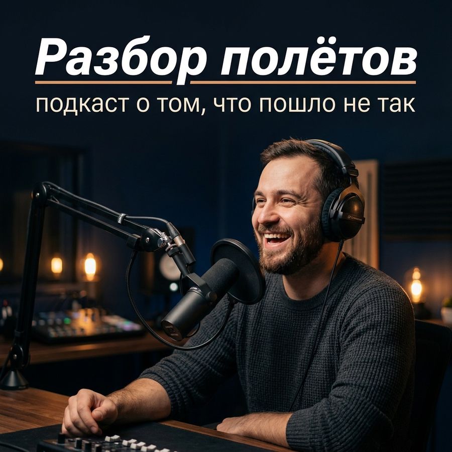 Та же обложка подкаста «Разбор полётов», снятая Nano Banana 2