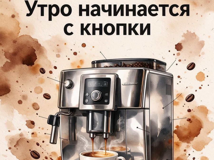 Рекламная карточка кофемашины по эскизу
